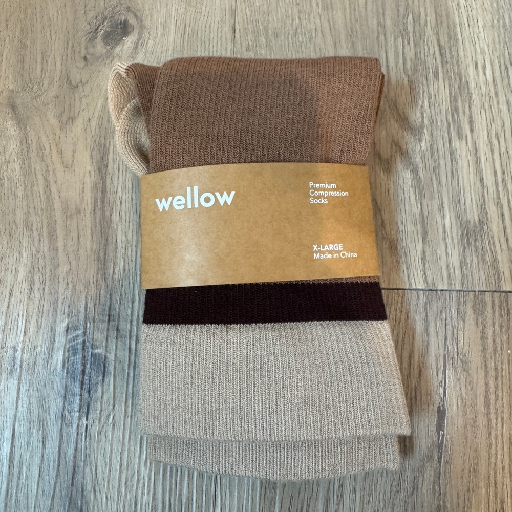 Wellow Premium Compression Socks XL Men 13-16 Brown Bamboo Graduated NEW